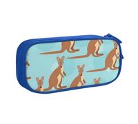 Yyoretp Astuccio divertente con stampa di canguro e zoo, con cerniera a doppio strato, astuccio per trucchi e matite, Blu, Taglia unica, Beauty Case