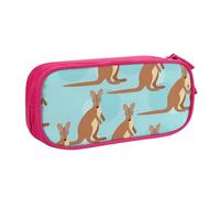 Yyoretp Astuccio divertente con stampa di canguro e zoo, con cerniera a doppio strato, astuccio per trucchi e matite, rosa, Taglia unica, Beauty Case