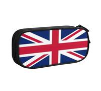 Yyoretp Astuccio grande con stampa bandiera britannica, astuccio a doppio strato con cerniera per trucchi e matite organizer., Nero , Taglia unica, Beauty Case