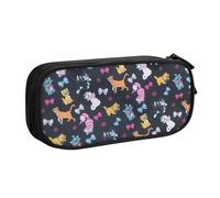 Yyoretp Astuccio grande con stampa di gatto dei cartoni animati, doppio strato con cerniera, astuccio per trucchi e matite, organizer, Nero , Taglia unica, Beauty Case