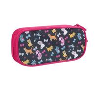 Yyoretp Astuccio grande con stampa di gatto dei cartoni animati, doppio strato con cerniera, astuccio per trucchi e matite, organizer, rosa, Taglia unica, Beauty Case