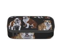 Yyoretp Astuccio grande per matite con stampa di bulldog inglesi di grande capacità, astuccio per cancelleria per forniture per ufficio., Nero , Taglia unica, Con tasca per il