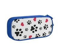 Yyoretp Astuccio per matite a forma di zampa di gatto, cuore e cucciolo, grande capacità, con cerniera a doppio strato, organizer per trucchi, blu, taglia unica, astuccio di bellezza