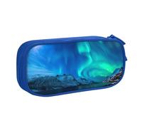 Yyoretp Astuccio per matite con stampa di luci del nord, grande capacità, doppio strato con cerniera, astuccio per trucchi e matite organizer., Blu, Taglia unica, Beauty Case