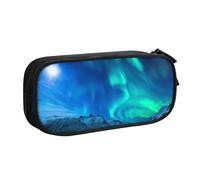 Yyoretp Astuccio per matite con stampa di luci del nord, grande capacità, doppio strato con cerniera, astuccio per trucchi e matite organizer., Nero , Taglia unica, Beauty Case