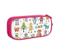 Yyoretp Astuccio per matite con stampa di robot dei cartoni animati, grande capacità, doppio strato con cerniera, astuccio per trucchi e matite organizer., rosa, Taglia unica, Beauty Case