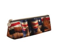 Yyoretp Bandiera americana con stivali da cowboy stampa semplice triangolare penna caso borsa di stoccaggio per forniture per ufficio, cosmetici, articoli da toeletta, bianco, Taglia unica, Beauty