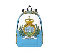 Yyoretp Bandiera di San Marino Stampa Moda Casual Canvas Zaini, Leggero Sport Zaino Viaggio Borsa Multiuso, Nero , S
