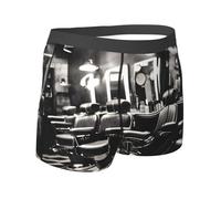 Yyoretp Barber Shop - Boxer da uomo con stampa in stile monocromatico, elasticizzati, in microfibra, da indossare tutti i giorni, Nero , XL