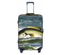 Yyoretp Bass Fishing Wave Print Copertura elastica per bagagli, copertura protettiva per valigia con cerniera, adatta per 45-81 cm., bianco, S
