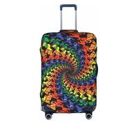 Yyoretp Bear Dancing - Copertura elastica per bagagli, con stampa tie-dye, copertura protettiva per valigia con cerniera, adatta per 45-81 cm., bianco, XL