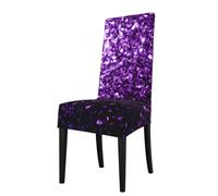 Yyoretp Bella fodera protettiva per sedia da sala da pranzo rimovibile con stampa glitter viola, protezione elastica per sedia.