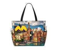 Yyoretp Bella Italia Stampa Grande Borsa da Spiaggia per le Donne Impermeabile Sandproof Beach Tote Bags Pieghevole Pool Bag