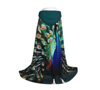 Yyoretp Bellissimo mantello lungo con cappuccio con stampa pavone per bambini con costume di carnevale Halloween Cosplay