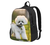 Yyoretp Bichon Frise Dog on the grass Print Zaino casual per donne e uomini, grande capacità, zaino da viaggio per computer da lavoro