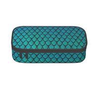 Yyoretp Blue Fish Scale Print Pencil Case Grande Capacità Storage Pouch Holder Office Organizer Cosmetic Makeup Box