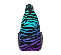 Yyoretp Borsa a tracolla con stampa a righe zebrate, viola, blu, verde, mimetica, per viaggi, escursionismo, arrampicata