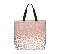 Yyoretp Borsa a tracolla di grande capacità con stampa glitter oro rosa con cerniera, borsa a tracolla riutilizzabile per lo shopping