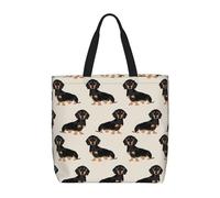 Yyoretp Borsa a tracolla riutilizzabile con stampa di cane bassotto di grande capacità con cerniera, borsa a tracolla riutilizzabile per lo shopping