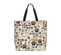 Yyoretp Borsa a tracolla riutilizzabile con stampa di ossa di cane, grande capacità, con cerniera, borsa a tracolla riutilizzabile per lo shopping