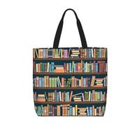 Yyoretp Borsa a tracolla riutilizzabile per la spesa con stampa di topi di biblioteca, grande capacità con cerniera, borsa a tracolla riutilizzabile per la spesa