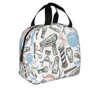 Yyoretp Borsa bento isolata con stampa monocromatica di stile del barbiere, borsa per il pranzo resistente all'acqua ispessita del foglio di alluminio tenuto in mano