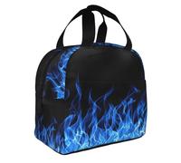 Yyoretp Borsa blu isolata di bento della stampa della fiamma, borsa resistente del pranzo dell'acqua ispessita tenuta in mano del di alluminio
