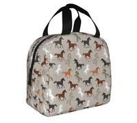 Yyoretp Borsa carina isolata di bento della stampa del cavallo, borsa resistente del pranzo dell'acqua ispessita tenuta in mano del di alluminio
