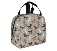 Yyoretp Borsa carina isolata di bento della stampa del cavallo, borsa resistente del pranzo dell'acqua ispessita tenuta in mano del di alluminio