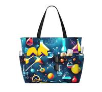 Yyoretp Borsa da spiaggia da donna con stampa astratta di scienza chimica grande borsa da spiaggia impermeabile pieghevole con cerniera borsa per viaggi in vacanza.