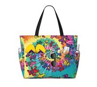 Yyoretp Borsa da spiaggia da donna con stampa di orso del ringraziamento che balla, impermeabile, pieghevole, con cerniera, borsa per vacanze e viaggi.