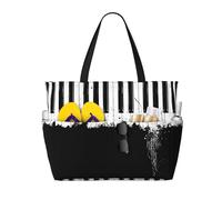 Yyoretp Borsa da spiaggia grande con stampa pianoforte da donna impermeabile pieghevole con cerniera borsa per viaggi in vacanza.