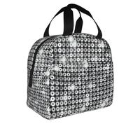 Yyoretp Borsa di bento isolata della stampa del modello della scintilla d'argento dello scintillio, sacchetto di pranzo resistente all'acqua ispessito tenuto in
