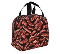 Yyoretp Borsa isolata di bento della stampa del modello del bacon, borsa resistente del pranzo resistente dell'acqua ispessita del di alluminio tenuto in mano