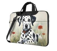 Yyoretp Borsa per computer portatile con stampa dalmata, custodia portatile a spalla singola, compatibile con 13-16 pollici, Nero , 13 inch
