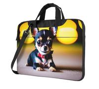 Yyoretp Borsa per computer portatile con stampa di cane chihuahua, custodia portatile a spalla singola, compatibile con 13-16 pollici, Nero , 13 inch