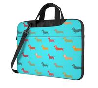 Yyoretp Borsa per computer portatile con stampa di cani bassotto, custodia portatile a spalla singola, compatibile con 13-16 pollici, Nero , 14 inch