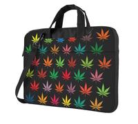 Yyoretp Borsa per computer portatile con stampa di foglie di cannabis, custodia portatile a spalla singola, compatibile con 13-16 pollici, Nero , 15.6 inch