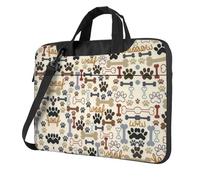 Yyoretp Borsa per computer portatile con stampa di ossa di cane, custodia portatile a spalla singola, compatibile con 13-16 pollici, Nero , 14 inch