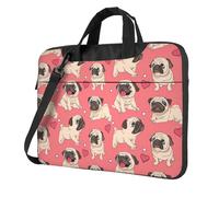 YYORETP Borsa per computer portatile con stampa di un cucciolo di carlino e cartoni animati, custodia portatile a spalla singola, compatibile con 13-16 pollici, Nero , 15.6 inch