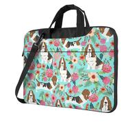 Yyoretp Borsa per computer portatile con stampa floreale Basset Hound, custodia portatile a spalla singola, compatibile con 13-16 pollici, Nero , 13 inch