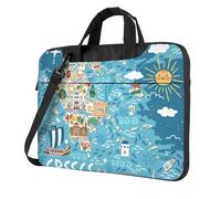 YYORETP Borsa per computer portatile con stampa mappa della Grecia, custodia portatile a spalla singola, compatibile con 13-16 pollici, Nero , 14 inch