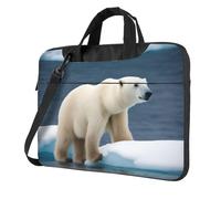 Yyoretp Borsa per computer portatile con stampa orso polare, custodia portatile a spalla singola, compatibile con 13-16 pollici, Nero , 13 inch
