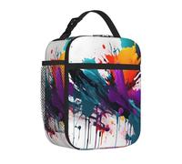 Yyoretp Borsa per il pranzo con stampa a schizzi di vernice, per uomini e donne, durevole, riutilizzabile, per adulti, per viaggi, lavoro, picnic.