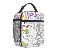 Yyoretp Borsa per il pranzo con stampa della Torre Eiffel di Parigi, per uomini e donne, durevole, riutilizzabile, per adulti, per viaggi, lavoro, picnic.