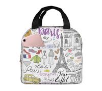 Yyoretp Borsa per il pranzo con stampa della Torre Eiffel di Parigi, unisex, riutilizzabile, isolata, per lavoro, picnic, campeggio