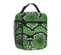 Yyoretp Borsa per il pranzo con stampa in pelle di serpente verde, per uomini e donne, durevole, riutilizzabile, per adulti, per viaggi, lavoro, picnic.