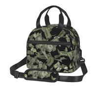 Yyoretp Borsa per il pranzo isolata portatile con stampa del segno del dollaro con cinghie regolabili, borsa riutilizzabile per il pranzo