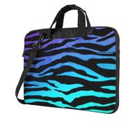Yyoretp Borsa per laptop con stampa a strisce zebrate viola, blu, verde, custodia portatile a spalla singola, compatibile con 13-16 pollici, Nero , 14 inch