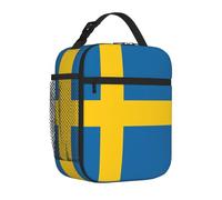 Yyoretp Borsa portapranzo con stampa bandiera svedese, per uomini e donne, durevole, riutilizzabile, per adulti, per viaggi, lavoro, picnic.